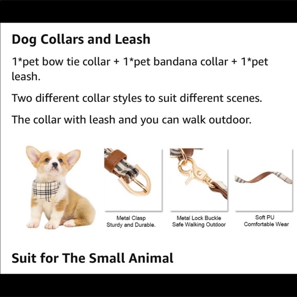 Dog Collar and Leash plaid. 3 piece set Brand New - Picture 2 of 3